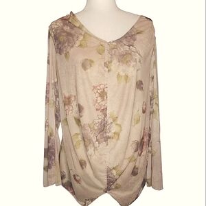 Lane Bryant Soft Floral Long Sleeve Blouse